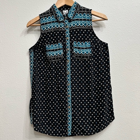 Anthropologie Akemi + Kin Ira Sleeveless Collared Button Down Blouse Size XS - Picture 1 of 9